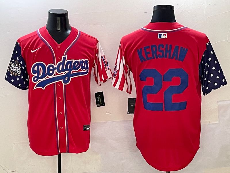 Men Los Angeles Dodgers #22 Kershaw Red a generation of national flags Joint name 2025 Nike MLB Jersey style 6->los angeles dodgers->MLB Jersey